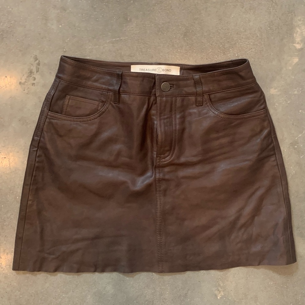 Something Navy vegan leather skirt